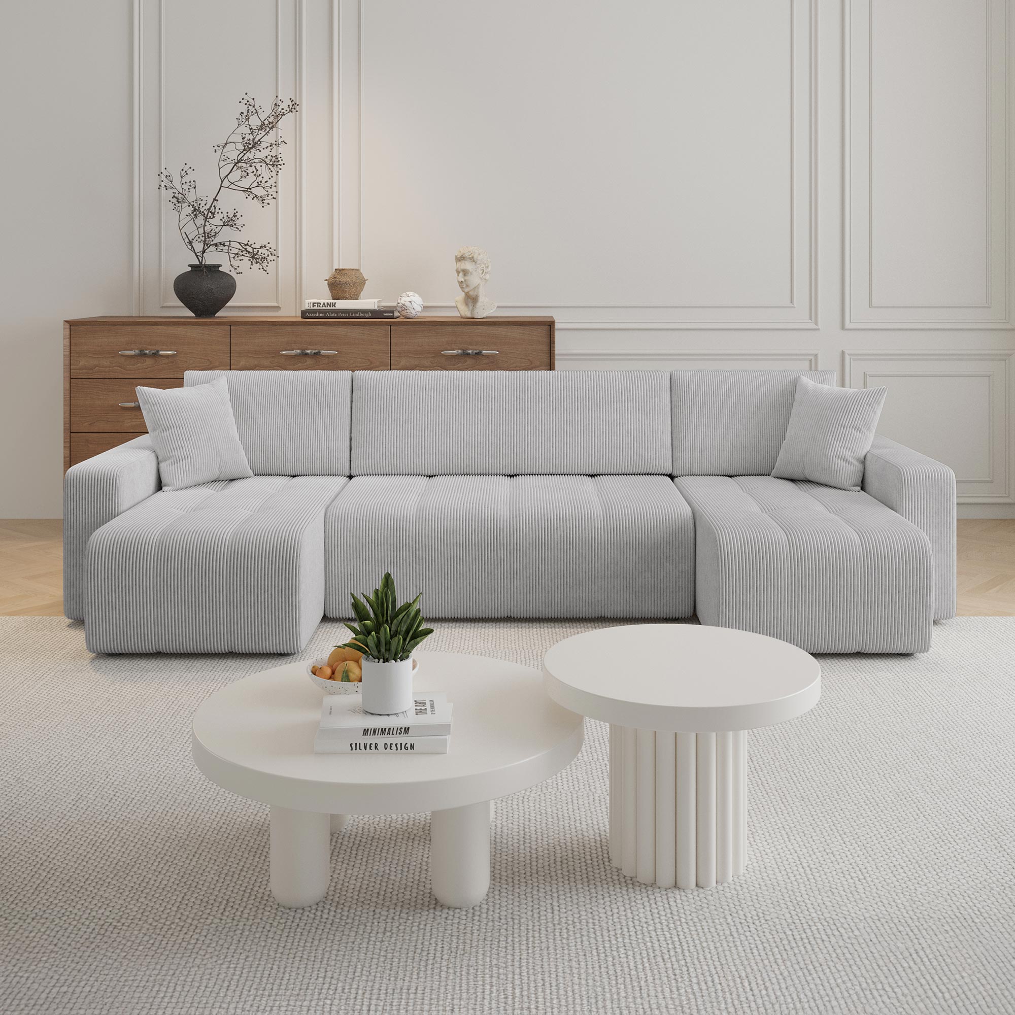 Détail du canapé Mobilier-Deco ALICIA gris clair