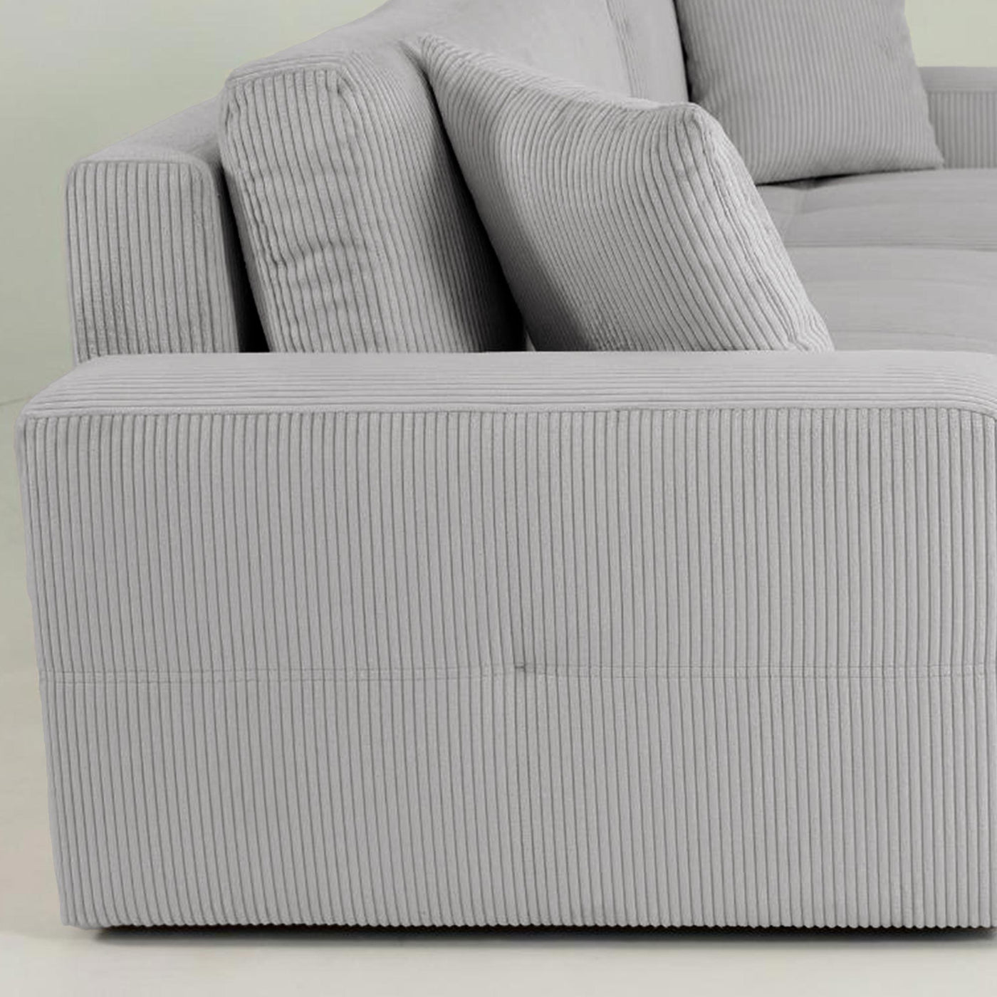 ALICIA MINI Canapé d'angle convertible et réversible avec coffre en velours côtelé gris clair