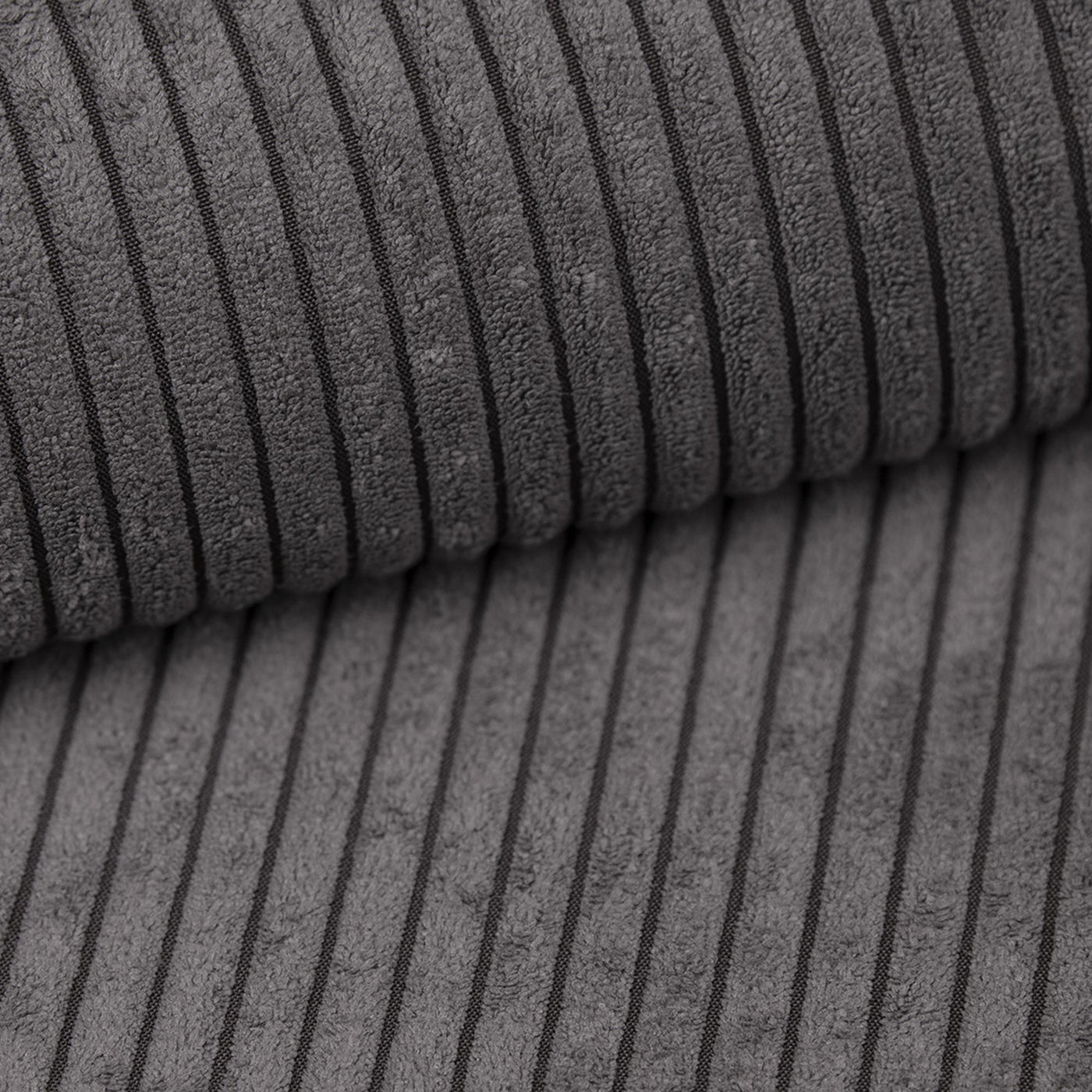 ALICIA MINI Canapé d'angle convertible et réversible avec coffre en velours côtelé gris foncé