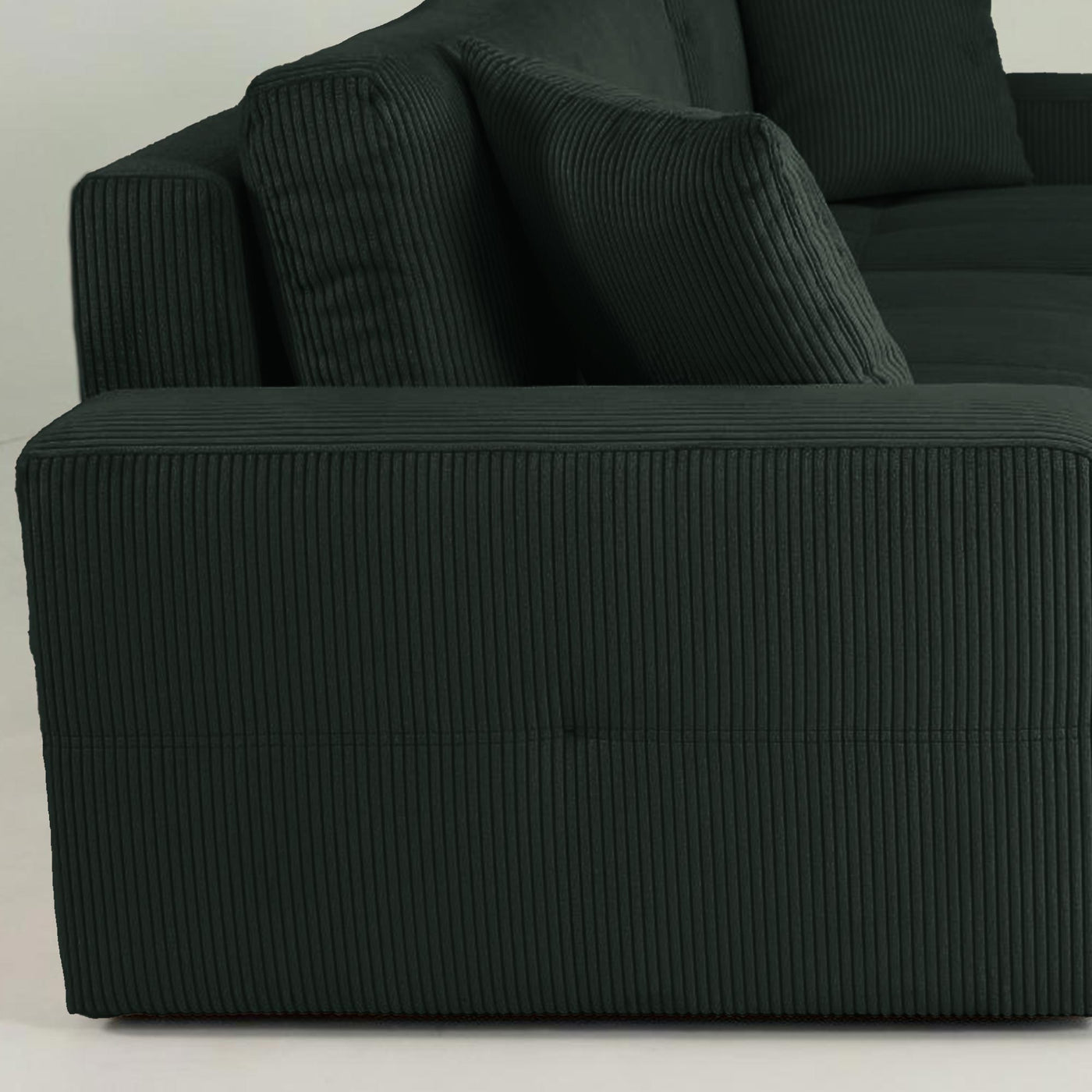 ALICIA MINI Canapé d'angle convertible et réversible avec coffre en velours côtelé vert