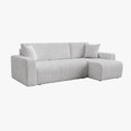ALICIA MINI Canapé d'angle convertible et réversible avec coffre en velours côtelé gris clair