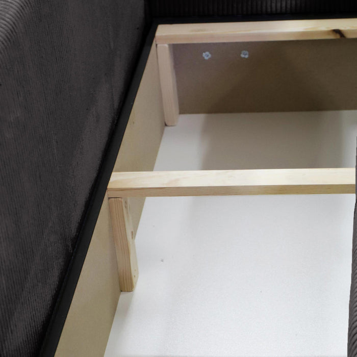 ALICIA MINI Canapé d'angle convertible et réversible avec coffre en velours côtelé gris foncé