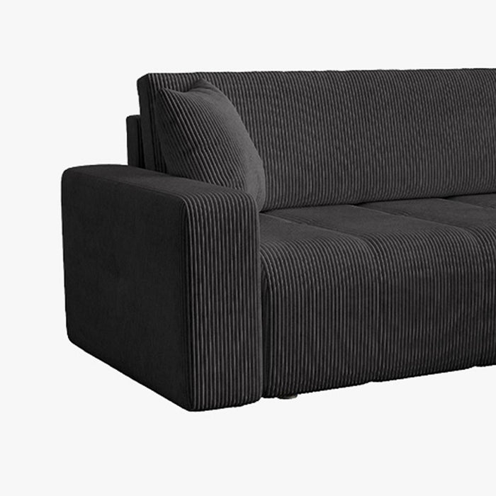 ALICIA MINI Canapé d'angle convertible et réversible avec coffre en velours côtelé gris foncé