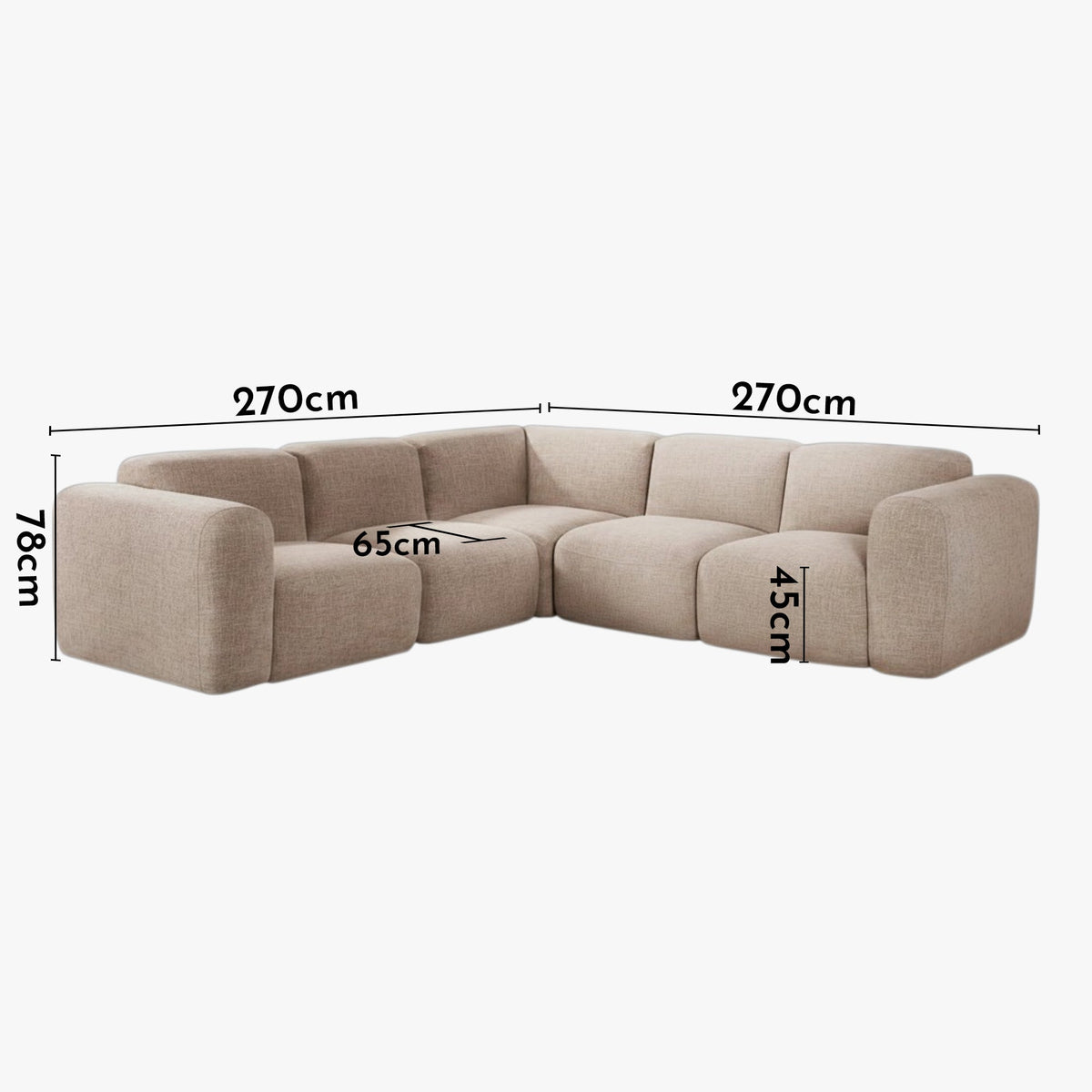 ALMA Canapé d'angle modulable en tissu beige - Canapés d'angle - Mobilier Deco