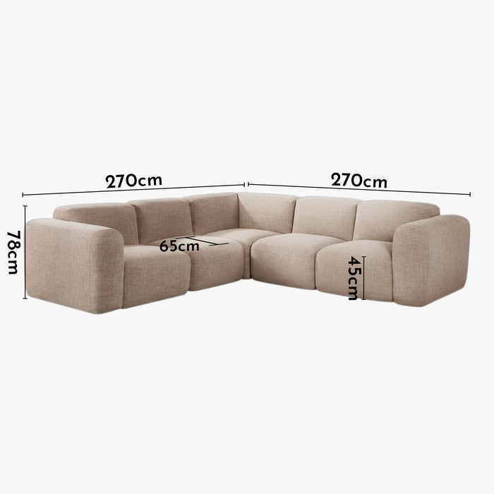 ALMA Canapé d'angle modulable en tissu beige