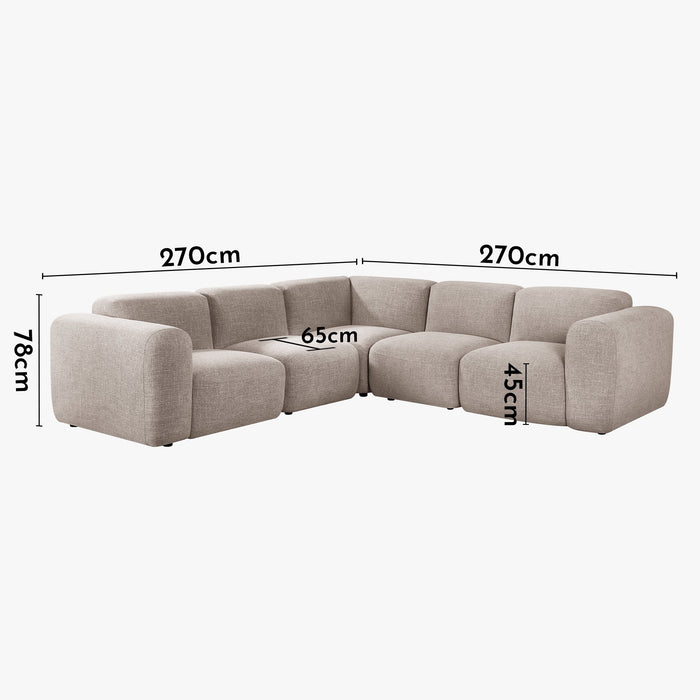 ALMA Canapé d'angle modulable en tissu taupe