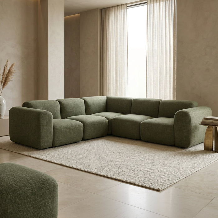 ALMA Canapé d'angle modulable en tissu vert