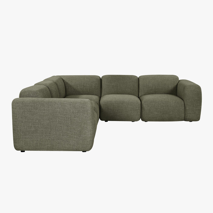 ALMA Canapé d'angle modulable en tissu vert