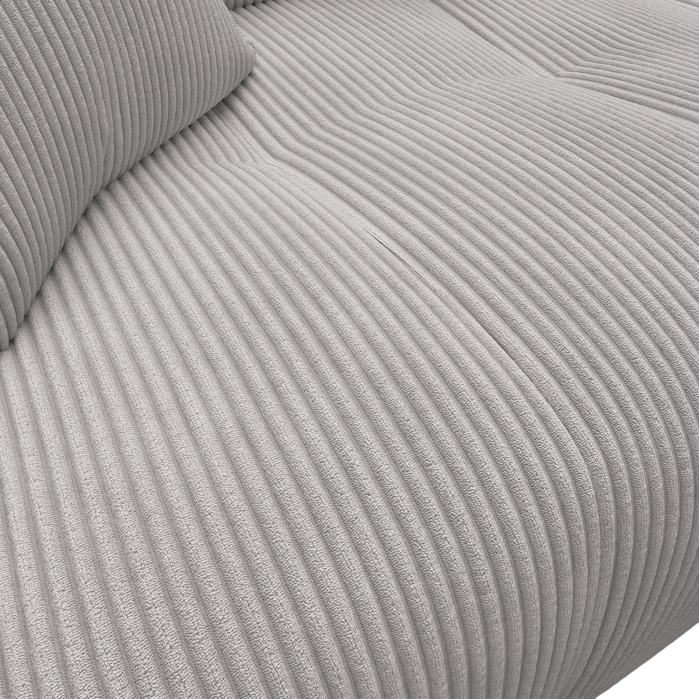 ALYA Canapé d'angle convertible et réversible avec coffre en velours côtelé gris clair