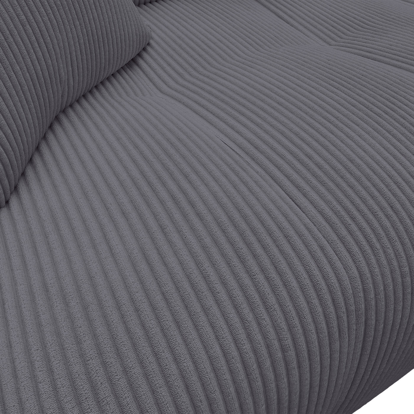 ALYA Canapé d'angle convertible et réversible avec coffre en velours côtelé gris foncé