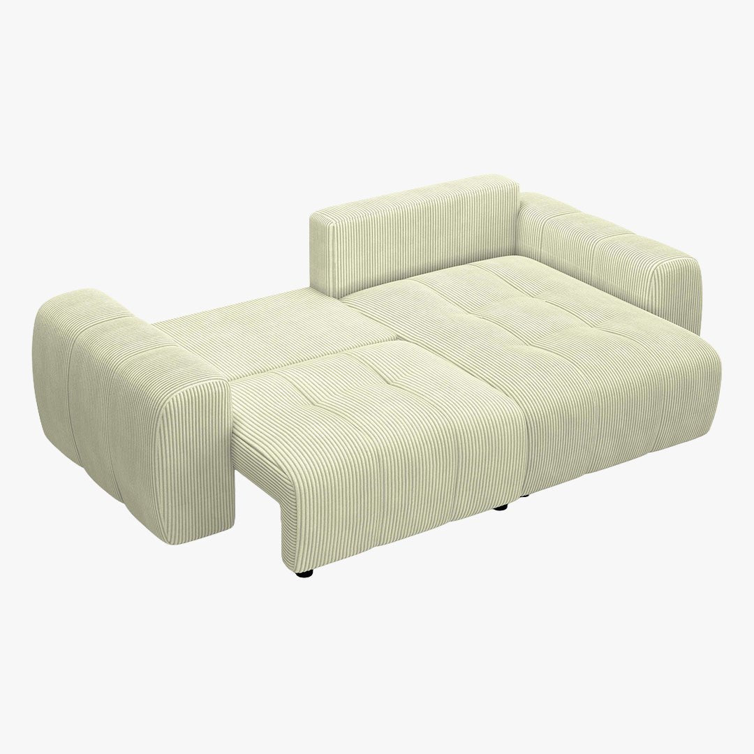 ALYA Canapé d'angle convertible et réversible avec coffre en velours côtelé beige - Canapé d'angle convertible