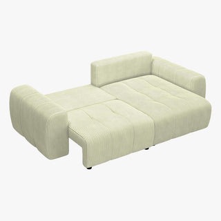ALYA Canapé d'angle convertible et réversible avec coffre en velours côtelé beige