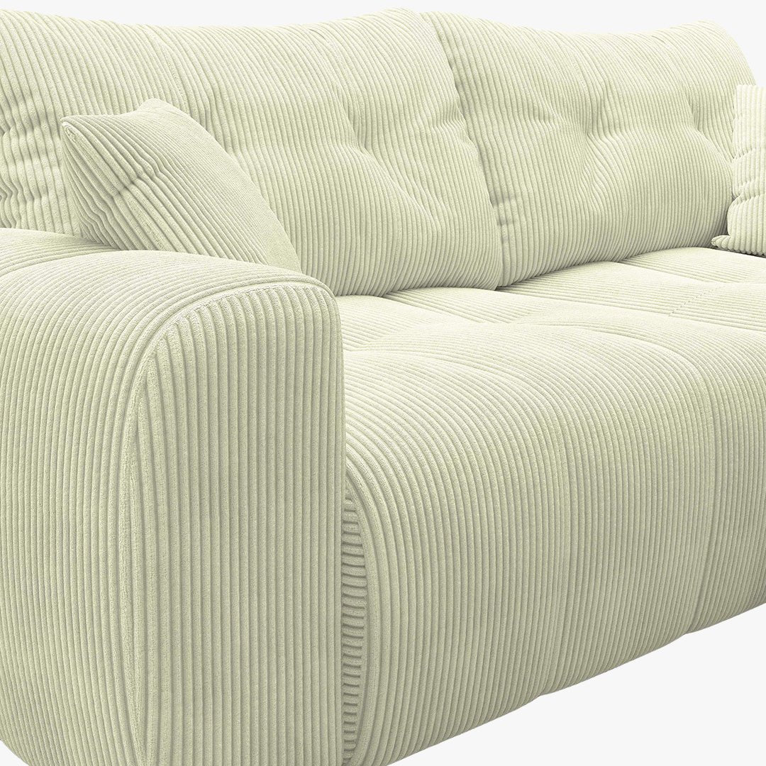 ALYA Canapé d'angle convertible et réversible avec coffre en velours côtelé beige - Canapé d'angle convertible