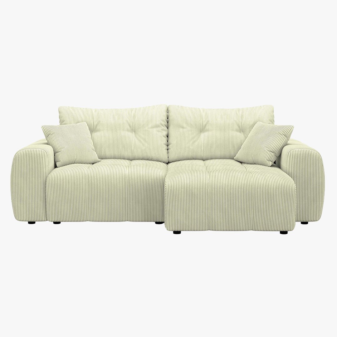 ALYA Canapé d'angle convertible et réversible avec coffre en velours côtelé beige - Canapé d'angle convertible