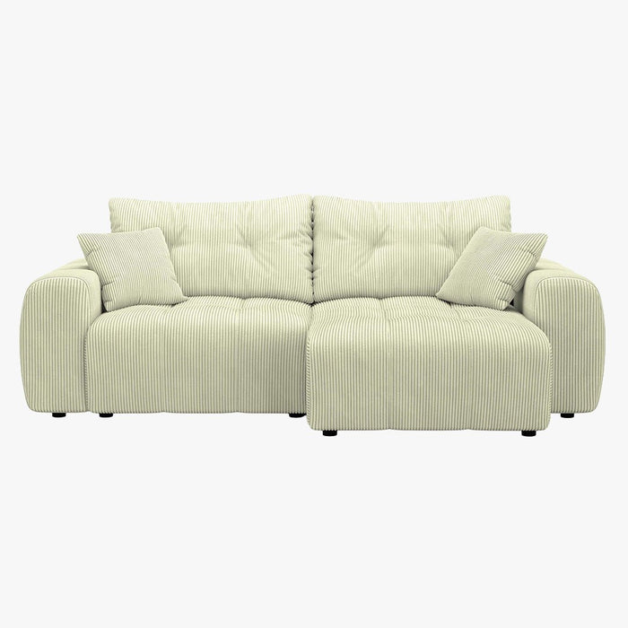 ALYA Canapé d'angle convertible et réversible avec coffre en velours côtelé beige