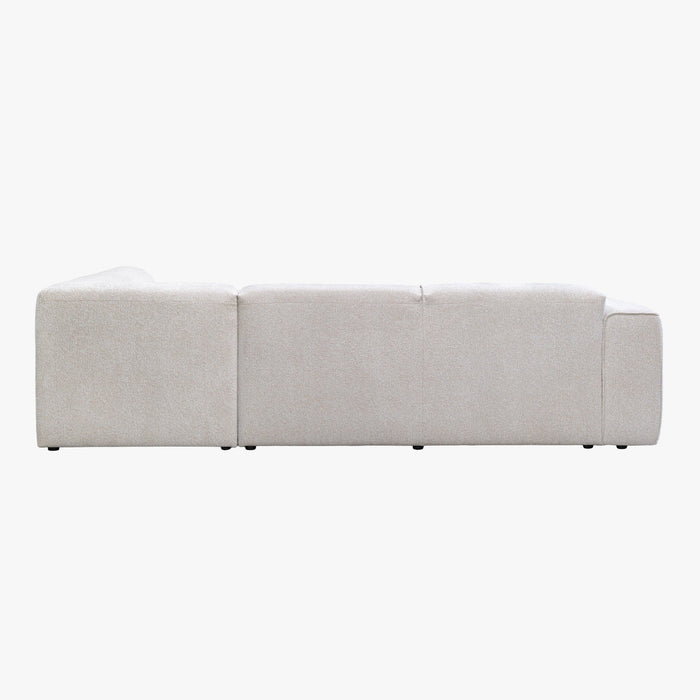 AMANDA Canapé d'angle en tissu blanc écru avec détail métal noir - Angle droit