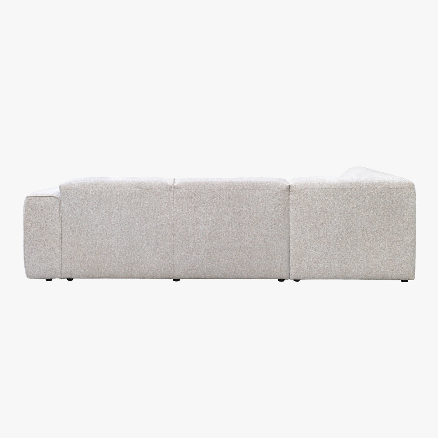 AMANDA Canapé d'angle en tissu blanc écru avec détail métal noir - Angle gauche - Canapés d'angle - Mobilier Deco