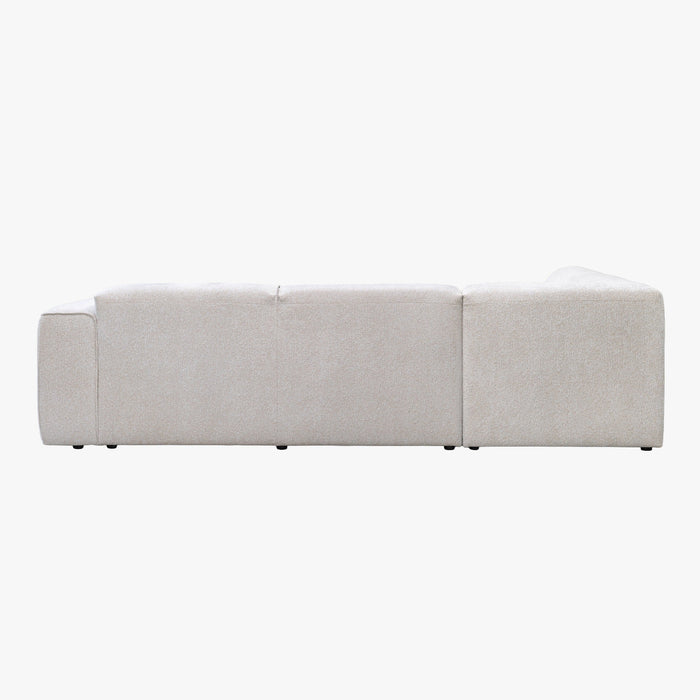AMANDA Canapé d'angle en tissu blanc écru avec détail métal noir - Angle gauche