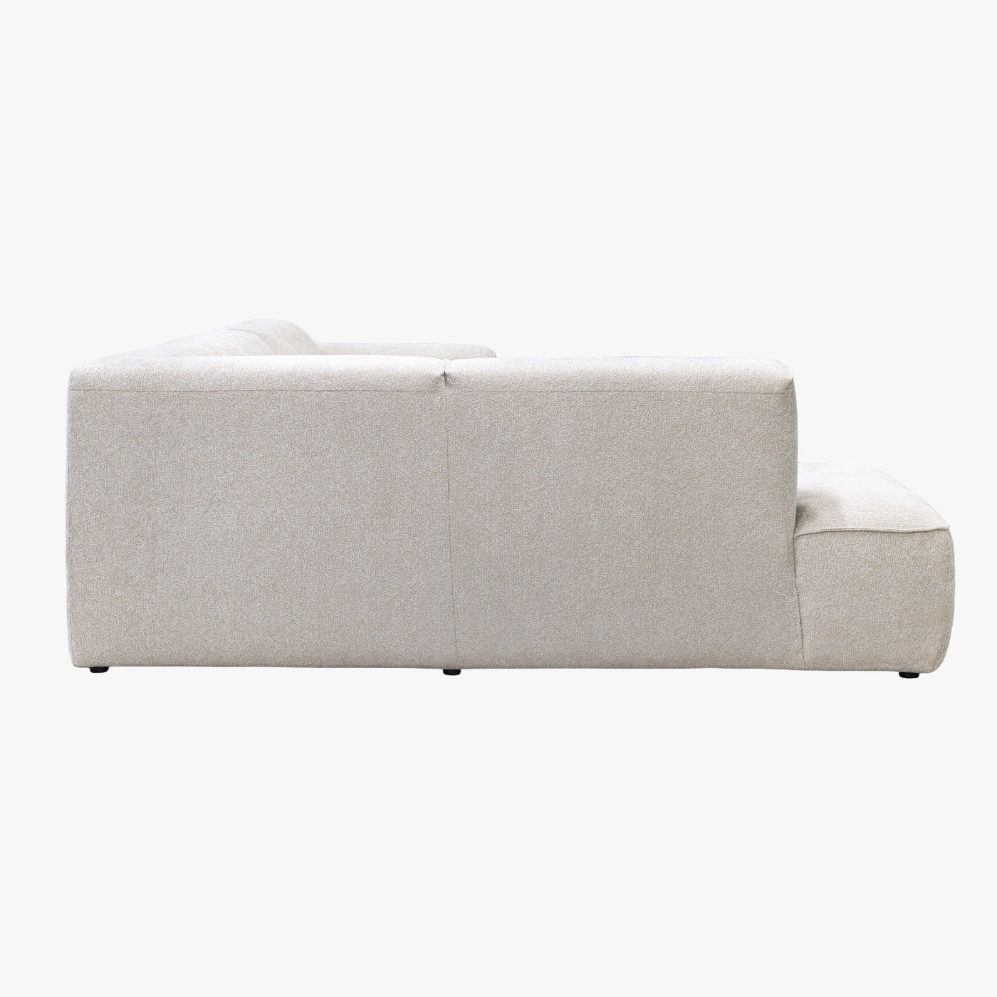 AMANDA Canapé d'angle en tissu blanc écru avec détail métal noir - Angle gauche - Canapés d'angle - Mobilier Deco