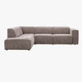 AMANDA Canapé d'angle en tissu taupe avec détail métal noir - Angle gauche
