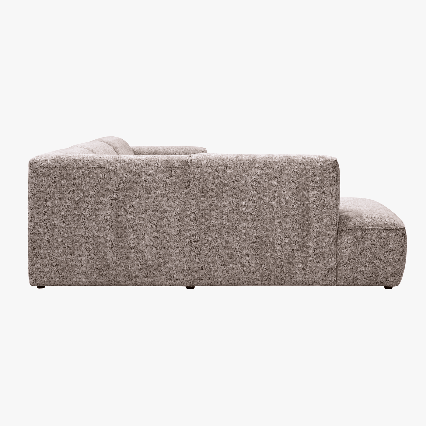 AMANDA Canapé d'angle en tissu taupe avec détail métal noir - Angle gauche - Canapés d'angle - Mobilier Deco