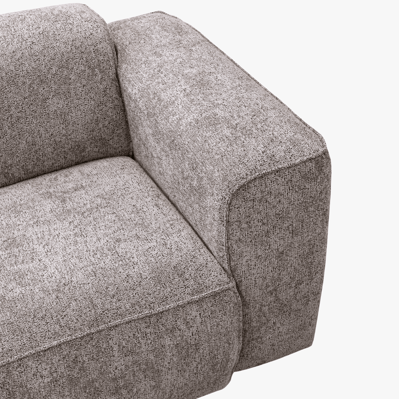 AMANDA Canapé d'angle en tissu taupe avec détail métal noir - Angle gauche - Canapés d'angle - Mobilier Deco