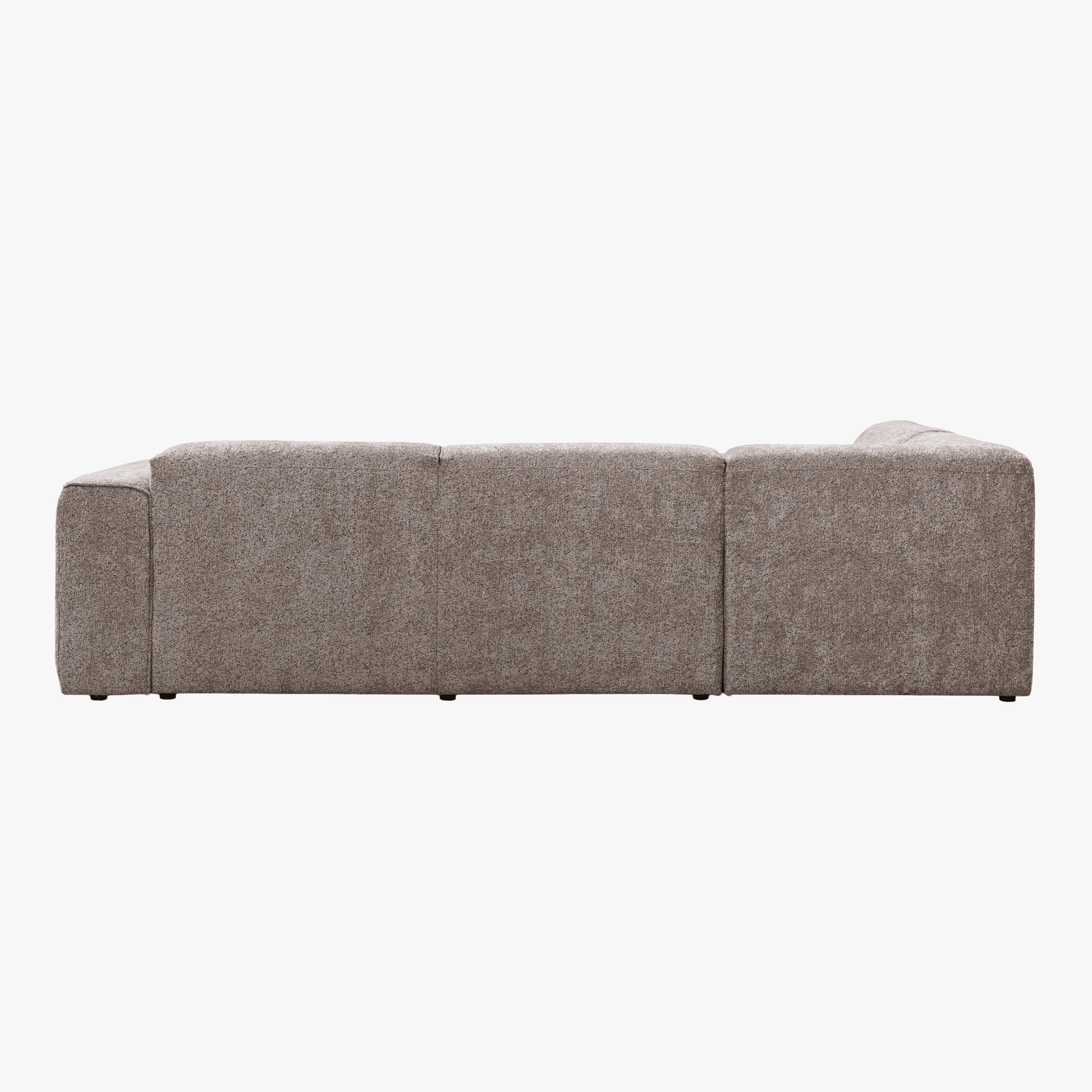 AMANDA Canapé d'angle en tissu taupe avec détail métal noir - Angle gauche - Canapés d'angle - Mobilier Deco