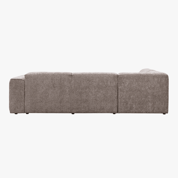 AMANDA Canapé d'angle en tissu taupe avec détail métal noir - Angle gauche