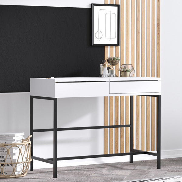 AMARIA Coiffeuse 1 tiroir avec miroir et rangement