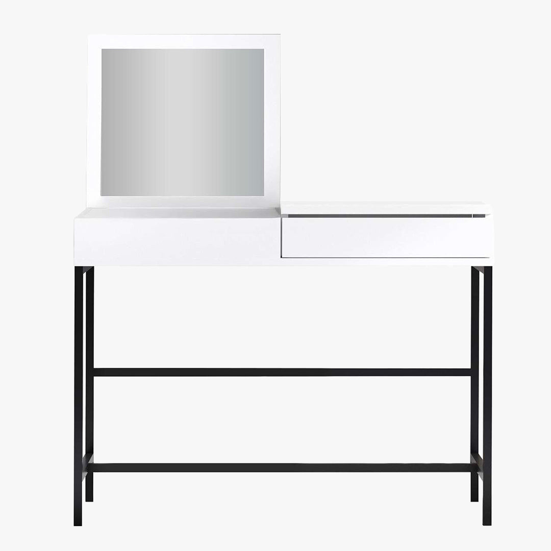 AMARIA Coiffeuse 1 tiroir avec miroir et rangement - Coiffeuse - Mobilier Deco