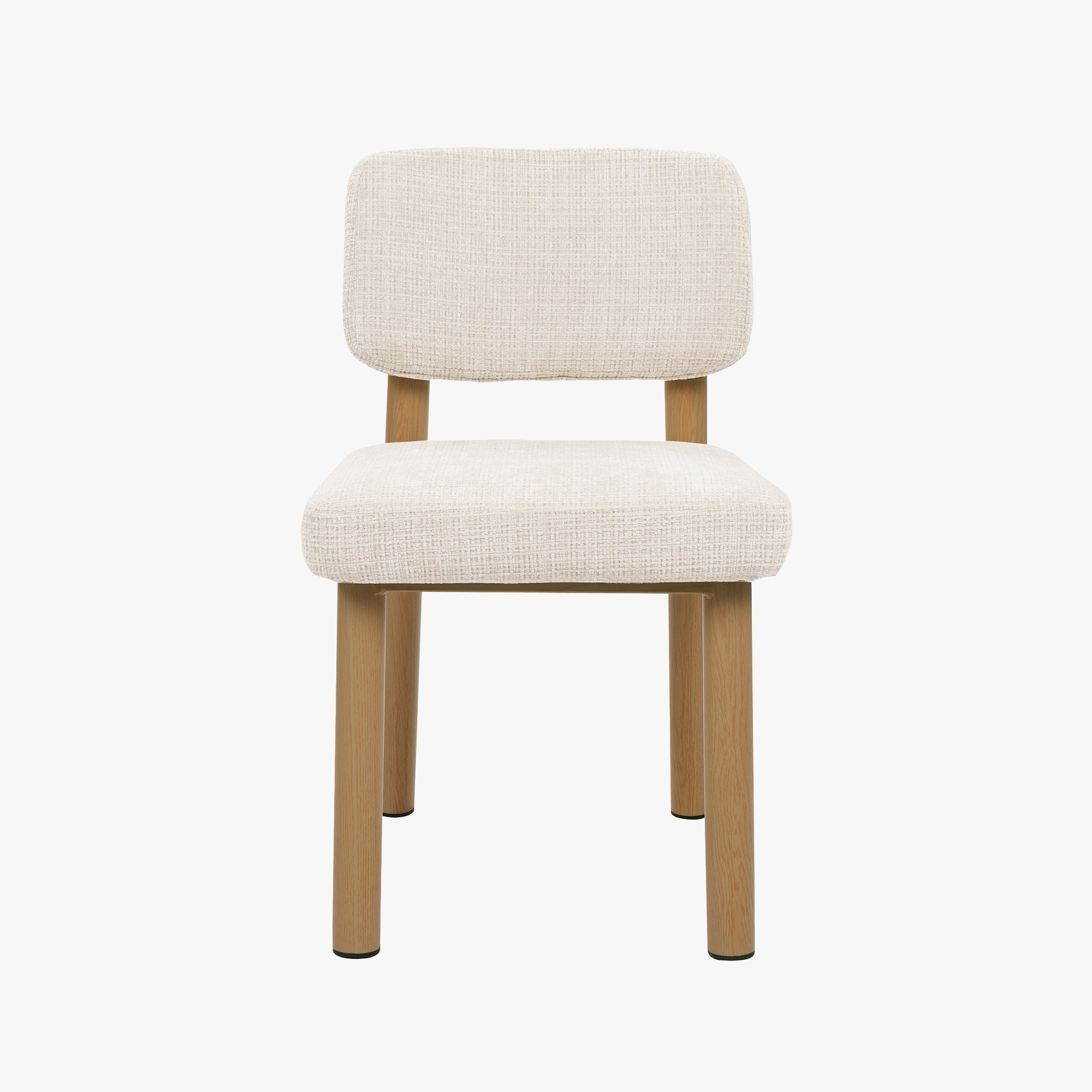 AMELI Lot de 2 chaises en tissu beige pieds en métal beige - Chaise de repas - Mobilier Deco