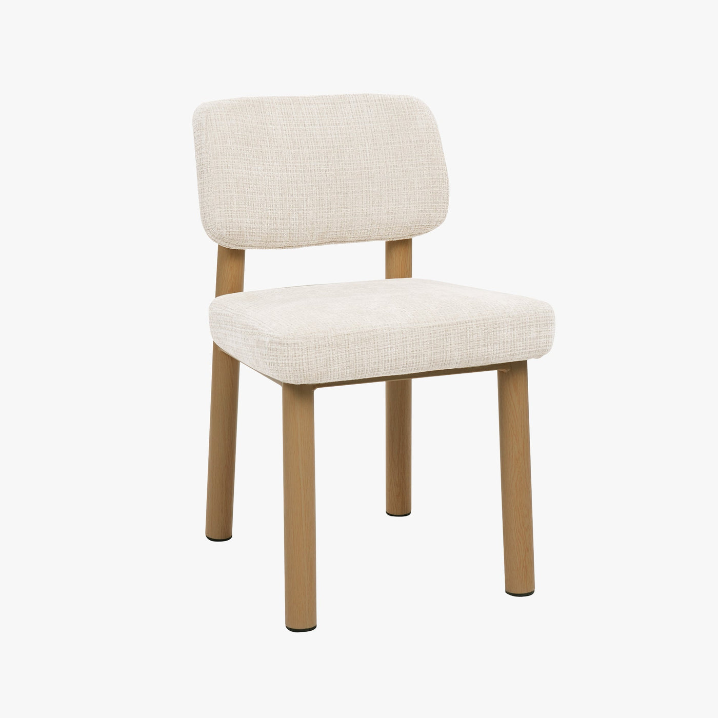 AMELI Lot de 2 chaises en tissu beige pieds en métal beige - Chaise de repas - Mobilier Deco