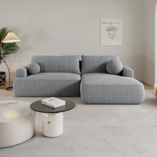 ANAIS Canapé d'angle convertible en tissu bouclette gris - Angle droit