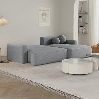 ANAIS Canapé d'angle convertible en tissu bouclette gris - Angle droit