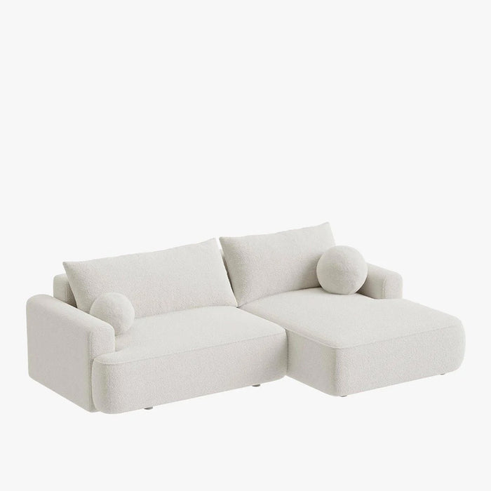 ANAIS Canapé d'angle convertible en tissu bouclette beige - Angle droit