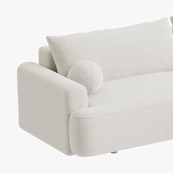 ANAIS Canapé d'angle convertible en tissu bouclette beige - Angle droit