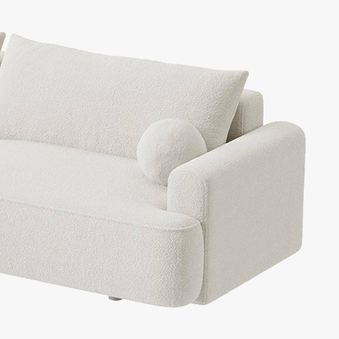 ANAIS Canapé d'angle convertible en tissu bouclette beige - Angle gauche