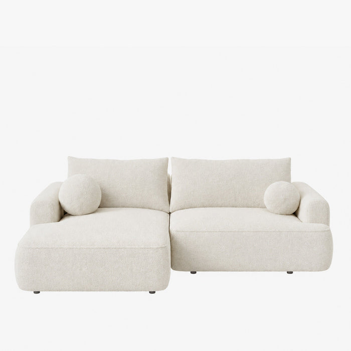 ANAIS Canapé d'angle convertible en tissu bouclette beige - Angle gauche