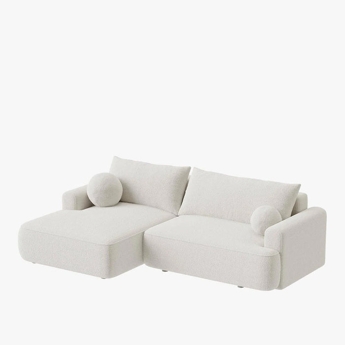 ANAIS Canapé d'angle convertible en tissu bouclette beige - Angle gauche