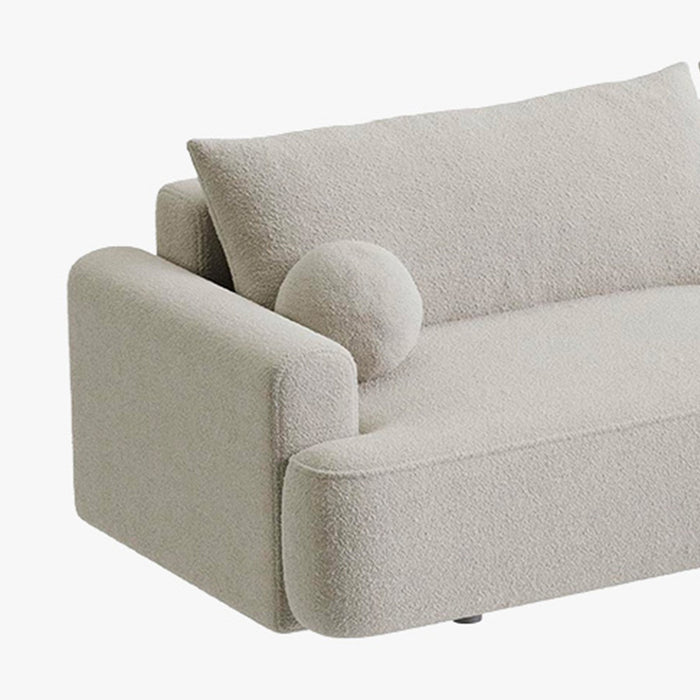 ANAIS Canapé d'angle convertible en tissu bouclette beige foncé- Angle droit