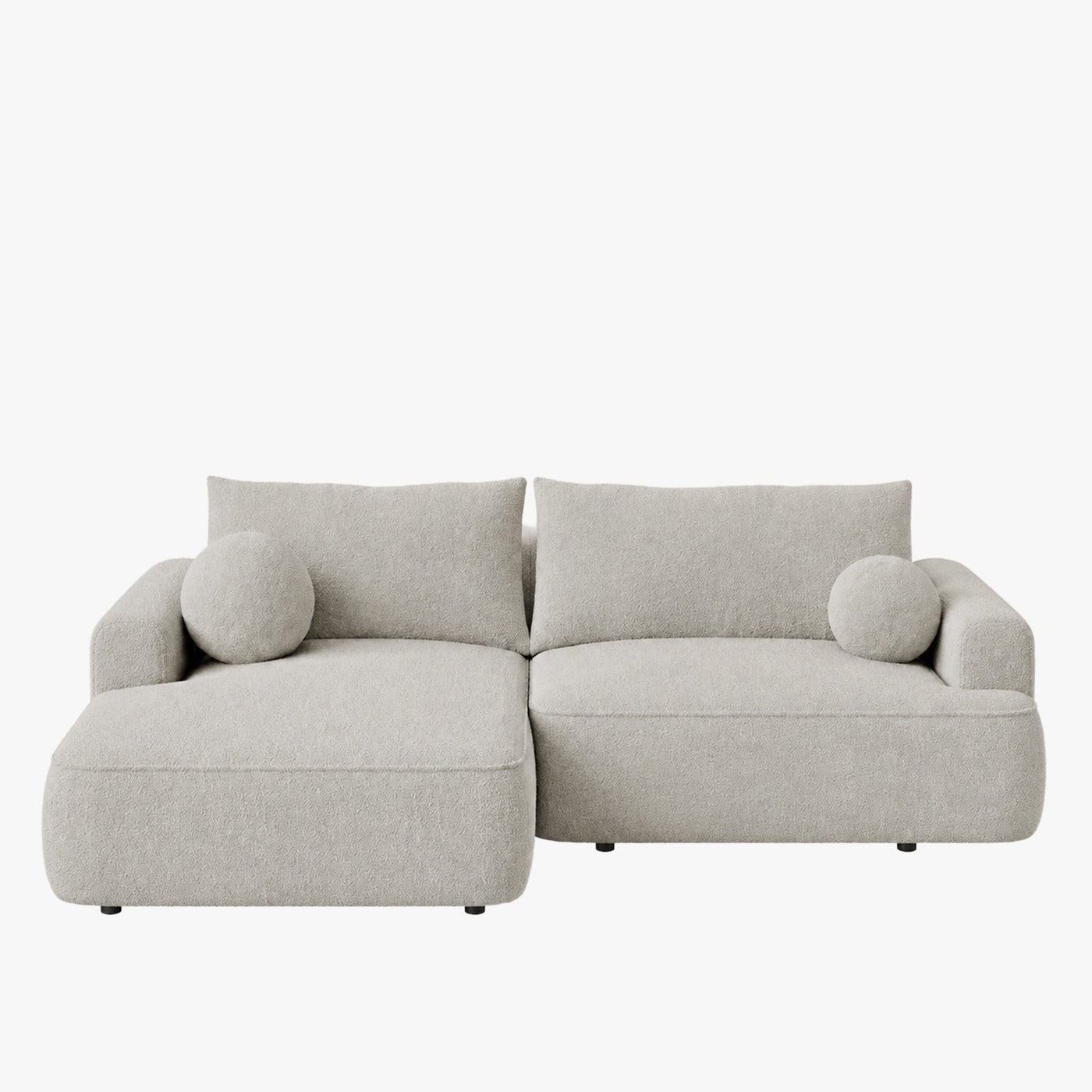 ANAIS Canapé d'angle convertible en tissu bouclette beige foncé- Angle gauche - Canapé d'angle convertible - Mobilier Deco