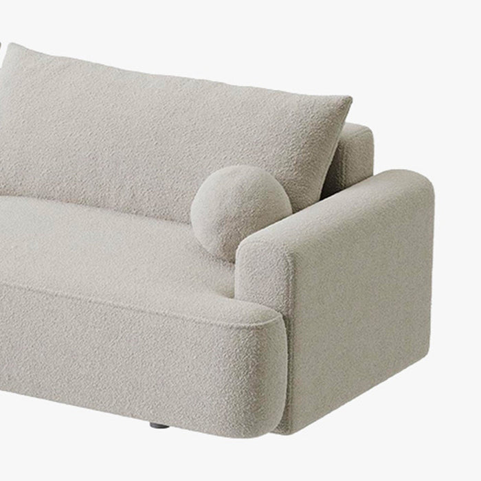 ANAIS Canapé d'angle convertible en tissu bouclette beige foncé- Angle gauche
