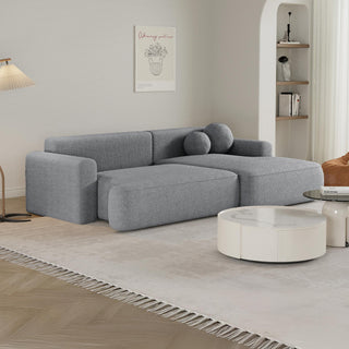 ANAIS Canapé d'angle convertible en tissu bouclette gris - Angle droit