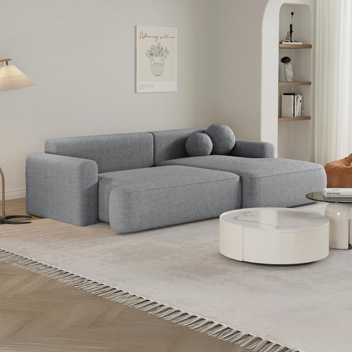 ANAIS Canapé d'angle convertible en tissu bouclette gris - Angle droit