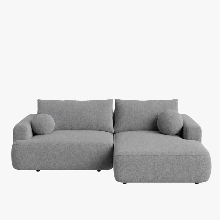 ANAIS Canapé d'angle convertible en tissu bouclette gris - Angle droit