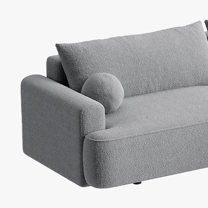 ANAIS Canapé d'angle convertible en tissu bouclette gris - Angle droit