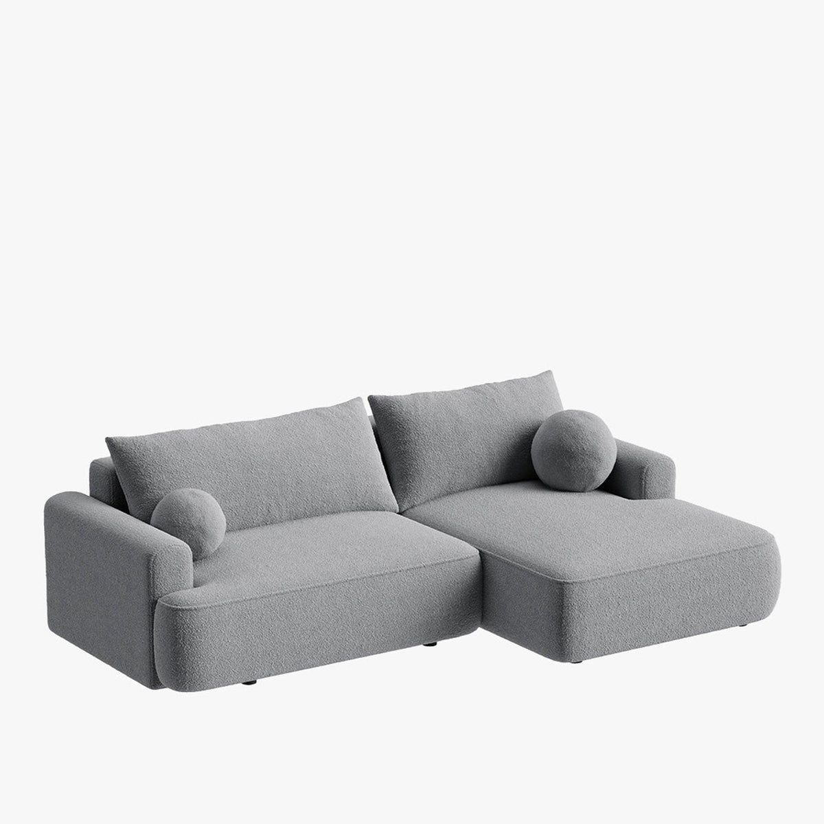 ANAIS Canapé d'angle convertible en tissu bouclette gris - Angle droit - Canapé d'angle convertible - Mobilier Deco