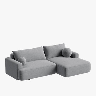 ANAIS Canapé d'angle convertible en tissu bouclette gris - Angle droit