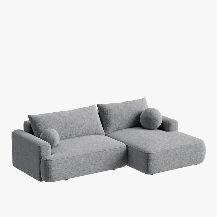 ANAIS Canapé d'angle convertible en tissu bouclette gris - Angle droit