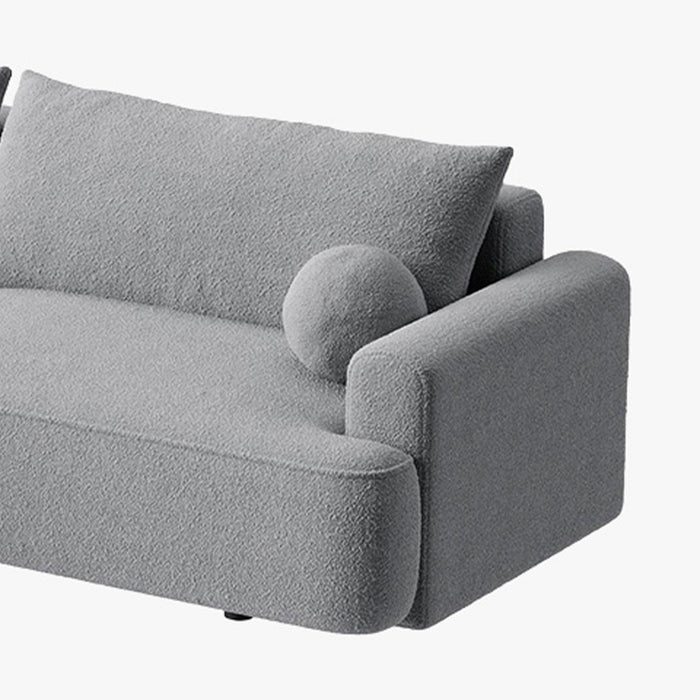 ANAIS Canapé d'angle convertible en tissu bouclette gris - Angle gauche